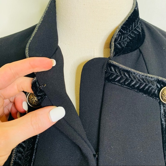 Monsoon sz 4 Black Military Piped Jacket Blazer 3158 - Picture 11 of 11